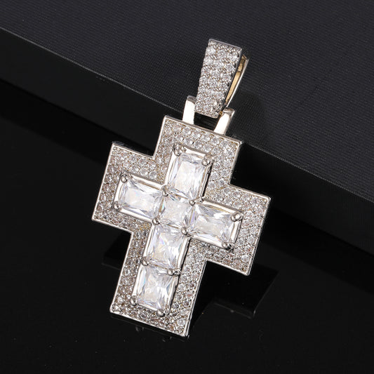 Center Stone Cross  - White Gold