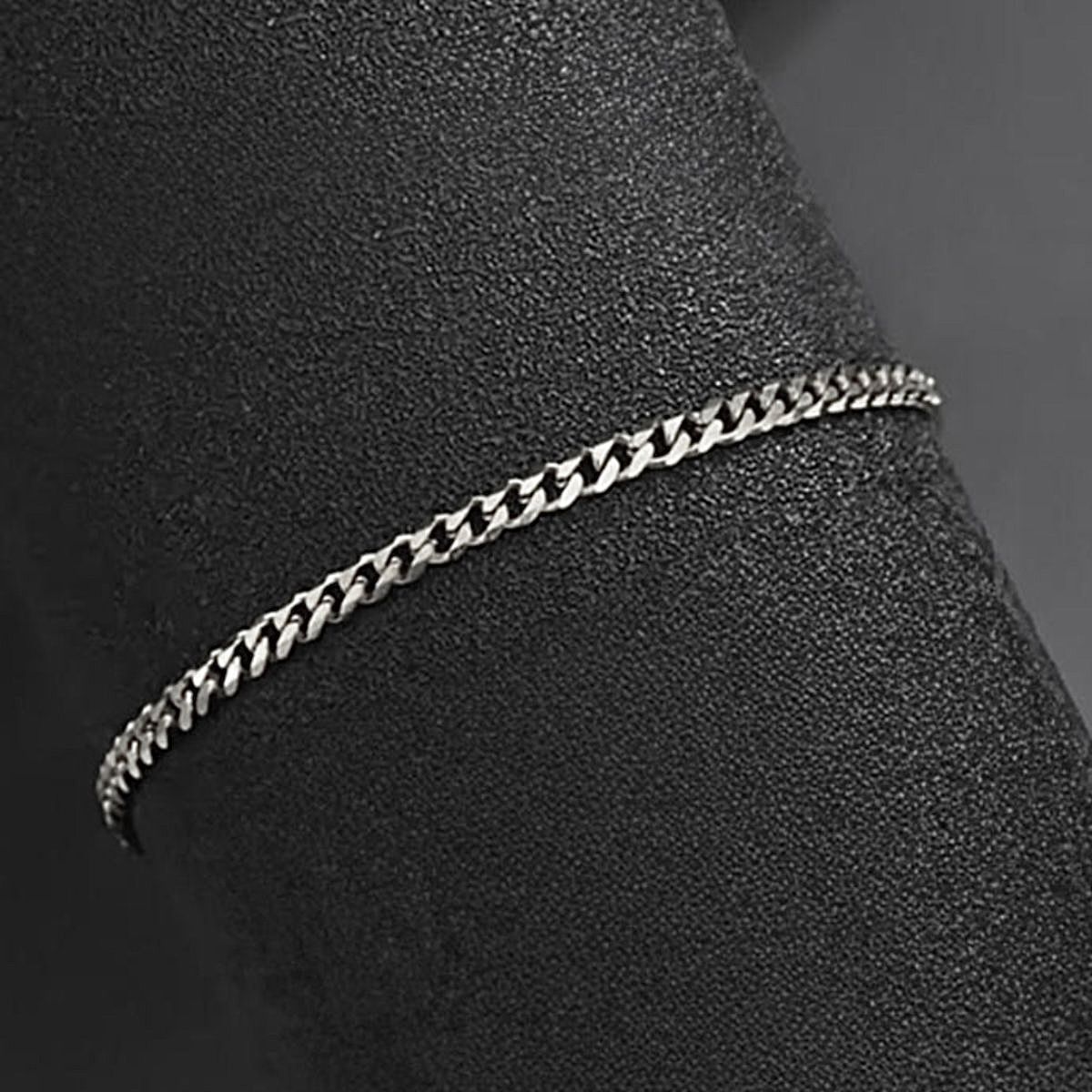 Micro Cuban Bracelet 3mm - White Gold