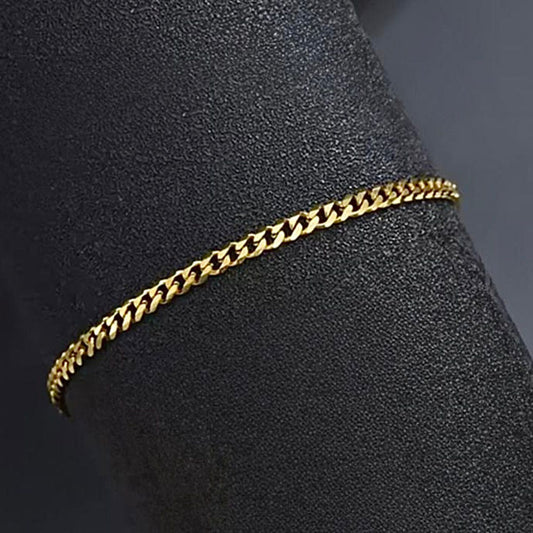 Micro Cuban Bracelet 3mm - Yellow Gold